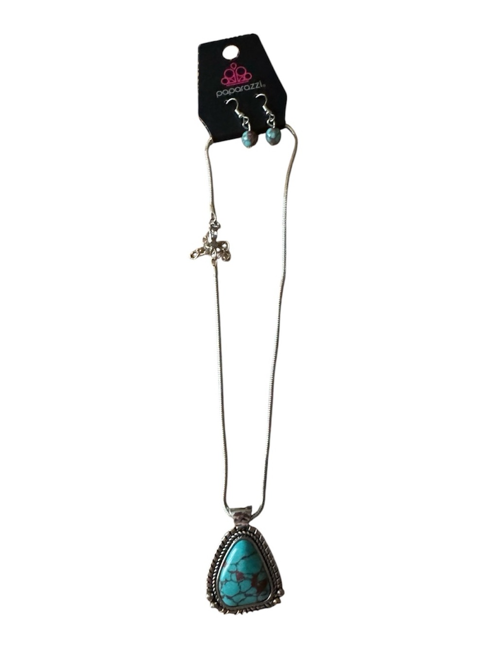 Paparazzi Artisan Adventure Blue Turquoise Teardrop Necklace & Earrings Set NWT
